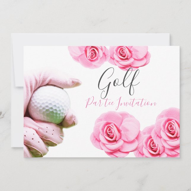 Invitación Rosas rosas rosas y pelota de golf (Anverso)