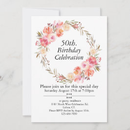 Invitación Rosas rosas rosas y vegetación, Personalizable 50 