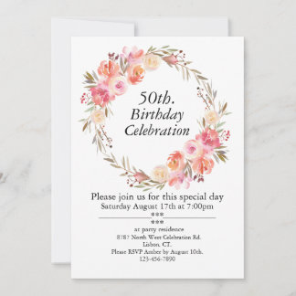 Invitación Rosas rosas rosas y vegetación, Personalizable 50 