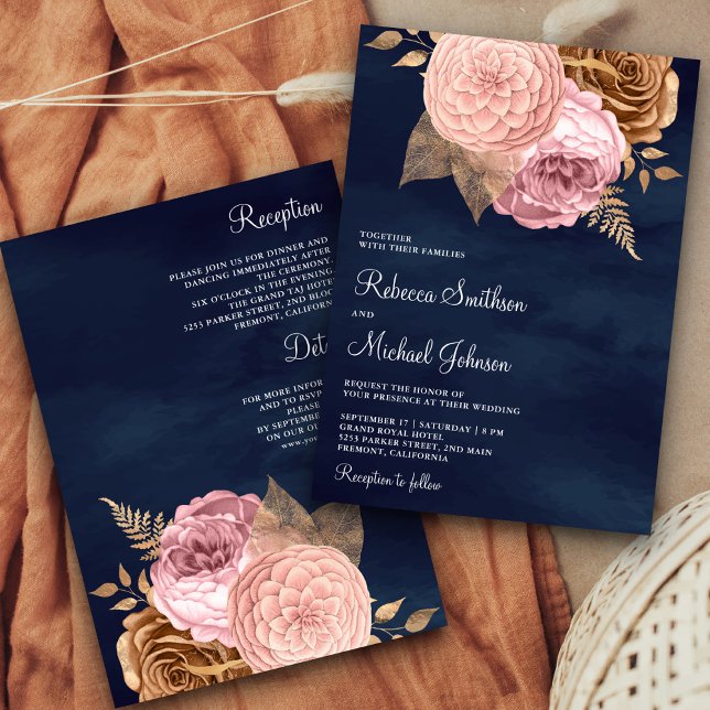 Invitación Rosas rosas se siembran en la armada floral todo e (Subido por el creador)
