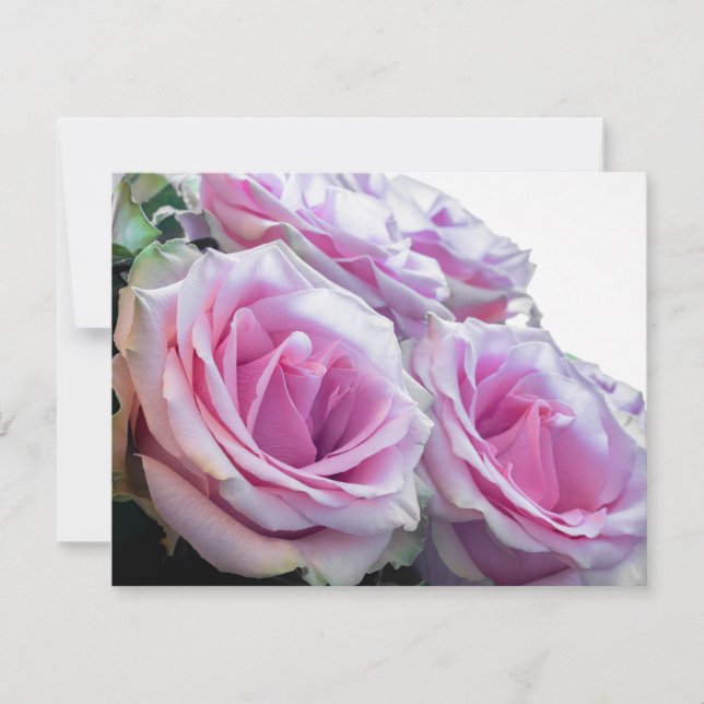 Invitación Rosas rosas y verdes (Anverso)