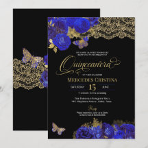 Rosas Royal Blue & Gold Mariposa Quinceañera