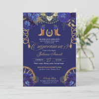 Rosas Royal Blue Gold País Quinceanera Occidental