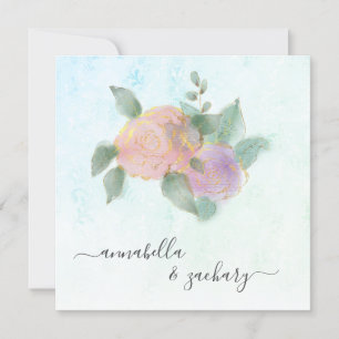 Invitación *~* ROSAS + RSVP QR Purpurina de oro - Boda AR12