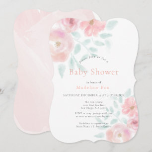 Invitación Rosas Rubor de color rosa suave y aireado Baby Sho