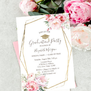 Invitación Rosas Rubor, Grad Cap, Graduación