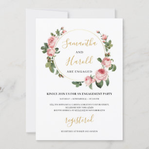 Invitación rosas ruborizados con flores Boho de flores