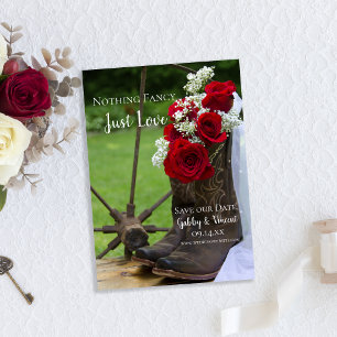Invitación Rosas rusos boots vaqueros casan Salven la fecha