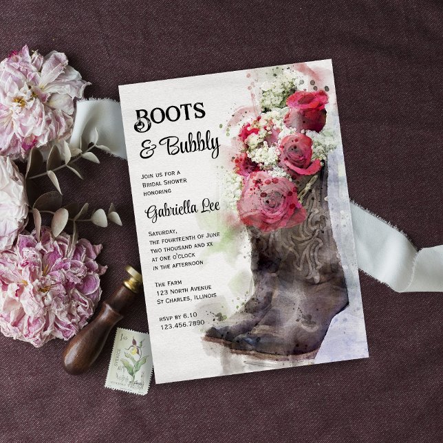 Invitación Rosas rusos botan y burbujan ducha de novia occide (Subido por el creador)