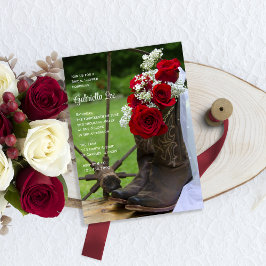 Invitación Rosas rusos vaqueros botan ducha de novia rural