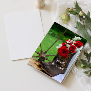 Invitación Rosas rusos y Cowboy lanzan notas planas Bodas