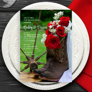 Invitación Rosas rusos y vaqueros boots post Boda Brunch