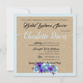 Invitación Rosas rústicos de cabaña azul Boda ducha Suite