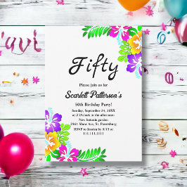 Invitación Rosas rusticos de color veraniego floral 50 cumple