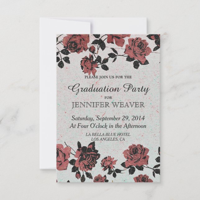 Invitación Rosas Rústicos Rojos Románticos (Anverso)