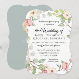 Invitación Rosas salvajes del follaje de la acuarela elegante