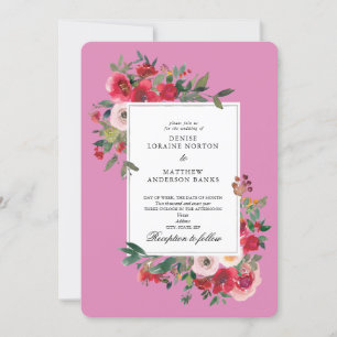 Invitación Rosas salvajes y color rosa fucsia