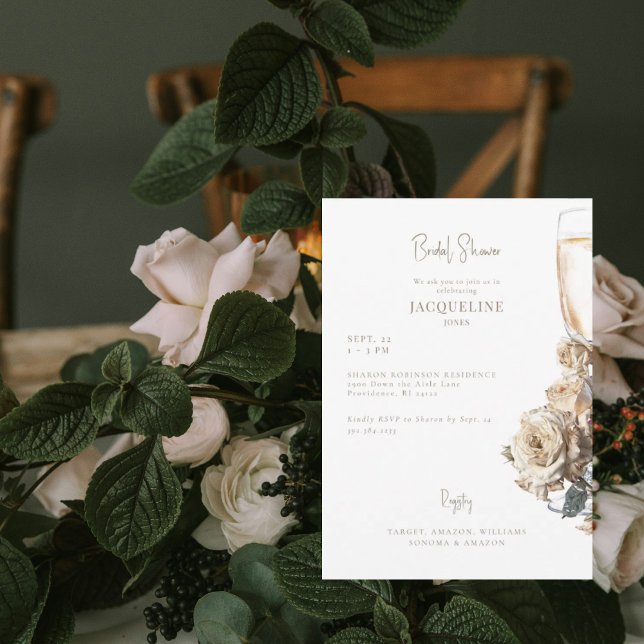 Invitación Rosas secos de crema y blanco Ducha de novia de ch (Subido por el creador)