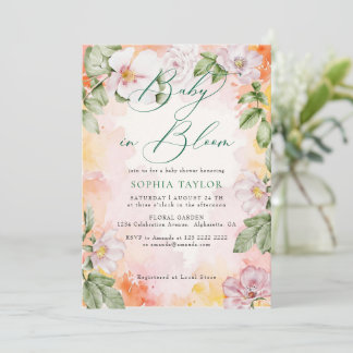 Invitación Rosas Silvestres Elegante Bebé en Flor Baby Shower