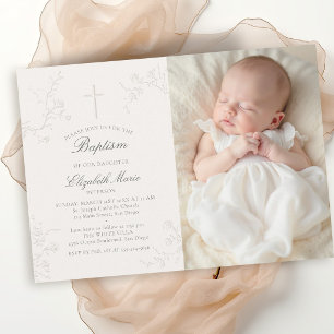 Invitación Rosas Silvestres Elegantes Delicadas Foto en Ecru 