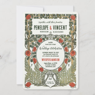 Invitación Rosas silvestres invitan al marco Art Nouveau