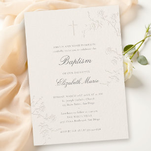 Invitación Rosas Silvestres Jardín Delicado Clásico Ecru Baut