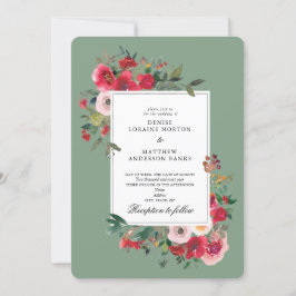Invitación Rosas Silvestres y Albahaca Verde