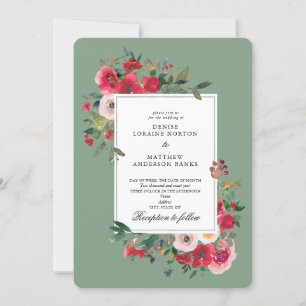 Invitación Rosas silvestres y Albahaca Verde
