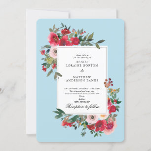Invitación Rosas silvestres y azúcar hilado azul