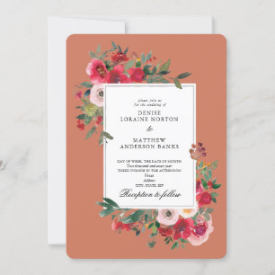 Invitación Rosas silvestres y color carneliano sórdido