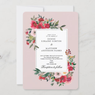 Invitación Rosas silvestres y tiza malva