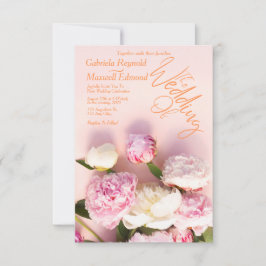 Invitación Rosas simples Boda floral de peonía rosada