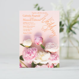 Invitación Rosas simples Boda floral de peonía rosada