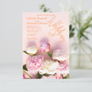Invitación Rosas simples Boda floral de peonía rosada