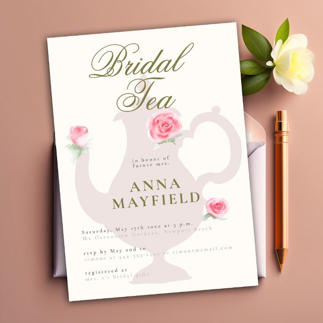 Invitación Rosas simples modernos Floral Boho Bridal Tea Fies (Subido por el creador)