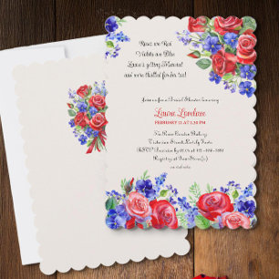 Invitación Rosas son Rojas Regadera Floral Vintage Nupcial