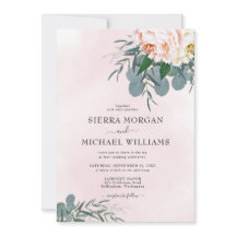 Rosas Sonrojadas Peonía Eucalipto Aquarela Boda