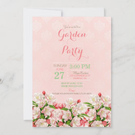 Invitación Rosas sonrosadas flores de primavera Damask