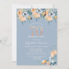 Invitación Rosas String ilumina Dusty Blue 70 cumpleaños