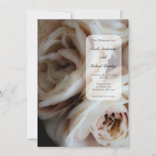 Invitación Rosas Suaves Rosadas Melancólicas Elegante Boda Mi
