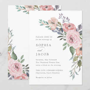 Invitación Rosas subsutiles de acuarela   BODA