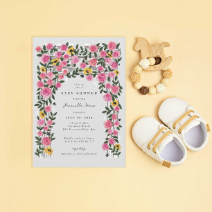 Invitación Rosas Sunflower Trellis Spring Garden Baby Shower