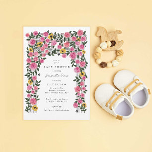 Invitación Rosas Sunflower Trellis Spring Garden Baby Shower