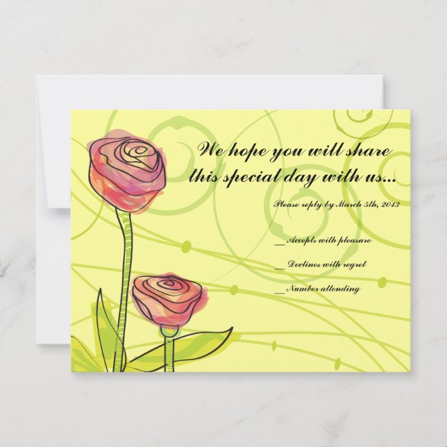 Invitación Rosas transparentes Bat Mitzvah Responde Card (Anverso)