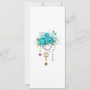 Invitación Rosas turquesas con llaves