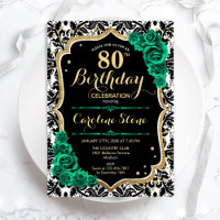 Rosas verdes Damasco negro de oro 80 cumpleaños