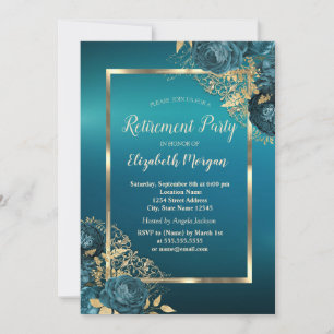 Invitación Rosas verdes esmeralda elegantes marco fiesta de j