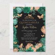 Rosas verdes esmeraldas Mariposas de oro Quinceañe