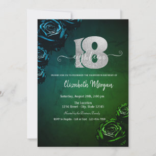 Invitación Rosas Verdes Gótico Cumpleaños 18 