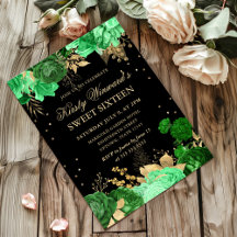 Rosas Verdes y Doradas Borde Floral Dulces Diecisé